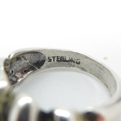 925 Sterling Silver Vintage Ribbed Ring Size 7.5