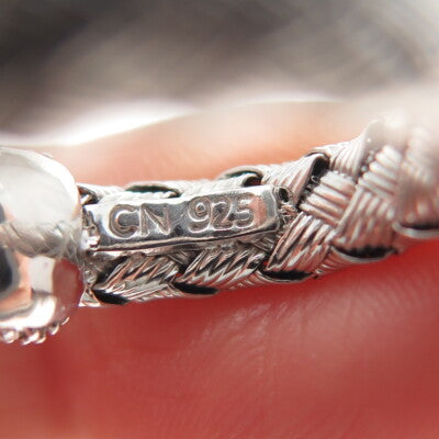 925 Sterling Silver Real Round-Cut Diamond Woven Band Ring Size 4.25