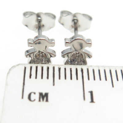 925 Sterling Silver Round-Cut C Z Baby Girl Stud Earrings
