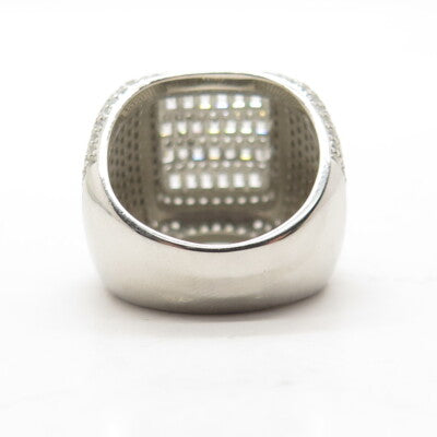 925 Sterling Silver Pave Multi-C Z Domed Ring Size 8.25