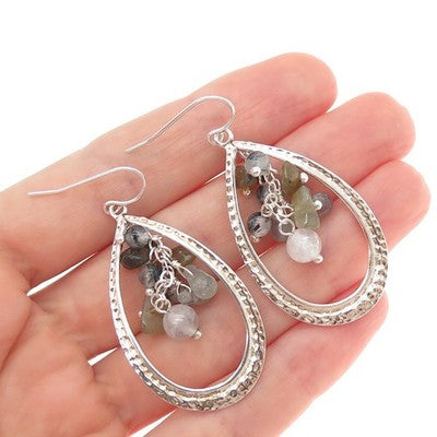 LUCAS LAMETH LUC 925 Sterling Silver Vintage Multi-Color Quartz Dangle Earrings