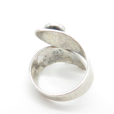 925 Sterling Silver Vintage Modernist Bypass Adjustable Ring Size 8.5
