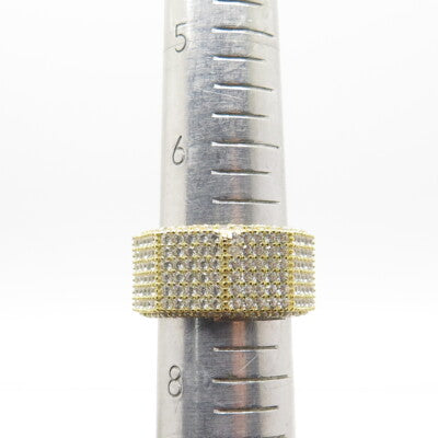 925 Sterling Silver Gold Plated Round-Cut C Z Geometric Ring Size 7.5