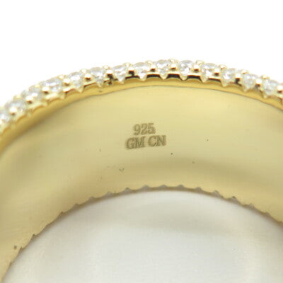 925 Sterling Silver Gold Plated Pave C Z Band Ring Size 12.75