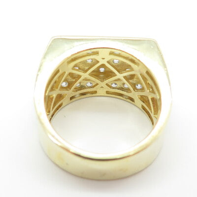 925 Sterling Silver Gold Plated Princess & Round-Cut Shaped C Z Ring Size 10