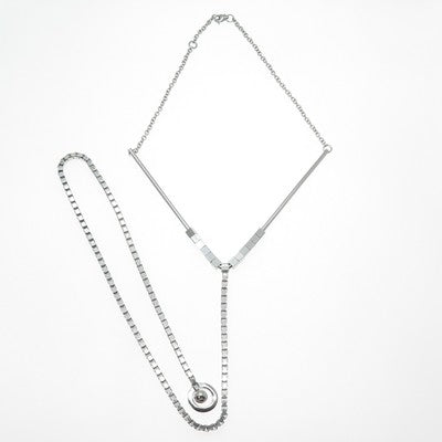 925 Sterling Silver Vintage Modernist Belly Cable Chain Necklace 18-20"