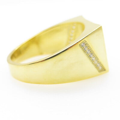 925 Sterling Silver Gold Plated Pave C Z Ring Size 11.25