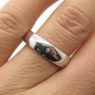 GLAMIRA 925 Sterling Silver Real Diamond Wedding Band Ring Size 7