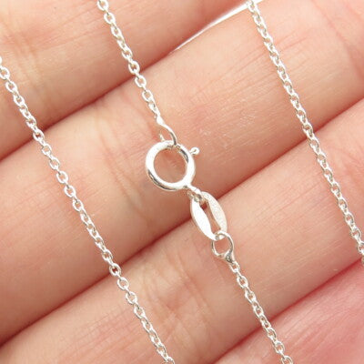 925 Sterling Silver Italy Modernist Pendant Rolo Chain Necklace 18"