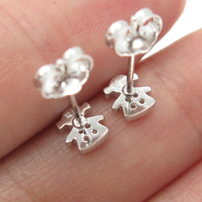 925 Sterling Silver Round-Cut C Z Baby Girl Stud Earrings