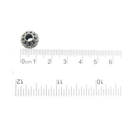 925 Sterling Silver Granulated Ornate Ball Slide Bead Charm