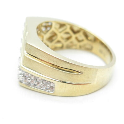 925 Sterling Silver Gold Plated Round-Cut Shaped C Z Ring Size 10.25