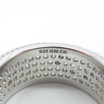 925 Sterling Silver C Z All Around Eternity Band Ring Size 9.75