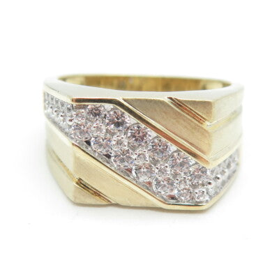 925 Sterling Silver Gold Plated Round-Cut Shaped C Z Ring Size 10.25