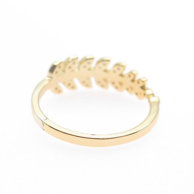 925 Sterling Silver Gold Plated Round-Cut C Z Laurel Leaf Ring Size 8.75