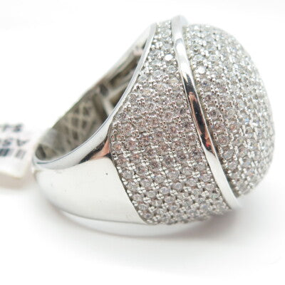 925 Sterling Silver Pave C Z Domed Ring Size 10
