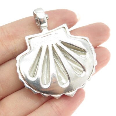 J. ESPOSITO 925 Sterling Silver Vintage Shell Snap Pendant