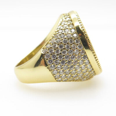 925 Sterling Silver Gold Plated Pave C Z Round Ring Size 8.25