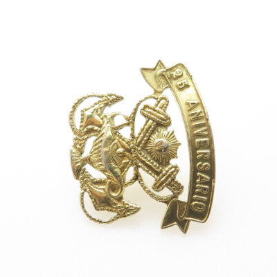 925 Sterling Silver Gold Plated Vintage 25 Aniversario Navy Academy Cadet's Pin