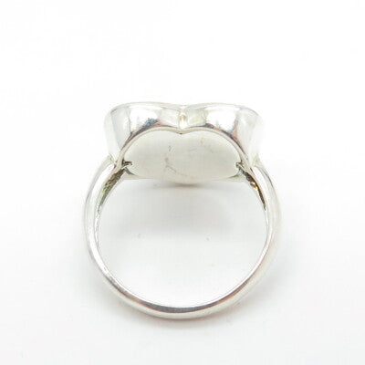 ROSS SIMONS 925 Sterling Silver Red Enamel Heart Mesh Ring Size 6