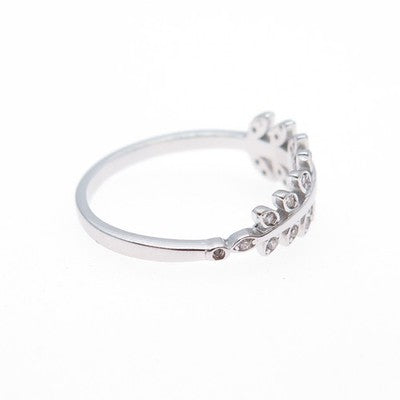 925 Sterling Silver Round-Cut C Z Laurel Leaf Ring Size 8.75