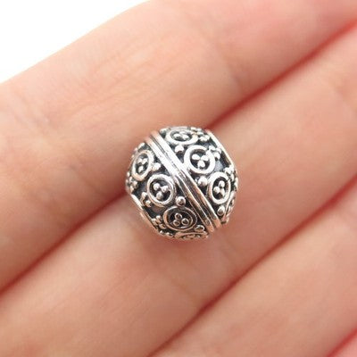 925 Sterling Silver Granulated Ornate Ball Slide Bead Charm