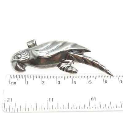 925 Sterling Silver Vintage Parrot Bird Pendant / Pin Brooch