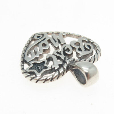 925 Sterling Silver Vintage "Best Mom" Heart Pendant