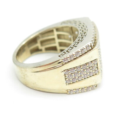 925 Sterling Silver Gold Plated Pave C Z Ring Size 10.25