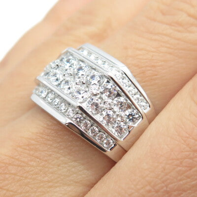 925 Sterling Silver Round-Cut Shaped C Z Ring Size 10