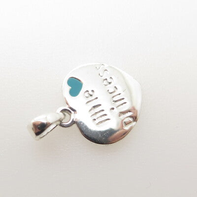 925 Sterling Silver Vintage Enamel Little Princess Heart Minimalist Pendant