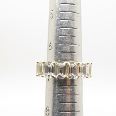 925 Sterling Silver Gold Plated Emerald-Cut Shaped C Z Ring Size 7