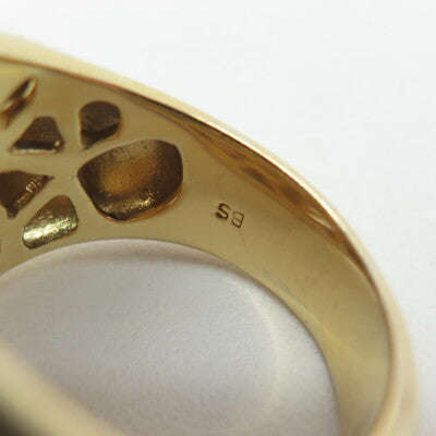 925 Sterling Silver Gold Plated Pave C Z Domed Ring Size 7.25