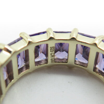 925 Sterling Silver Gold Plated Radiant-Cut Shaped Lavender C Z Ring Size 7.25