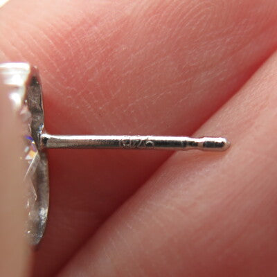 925 Sterling Silver Round & Baguette-Cut C Z Heart Stud Earrings