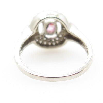 925 Sterling Silver Round & Oval-Cut White Pink C Z Ring Size 7.25
