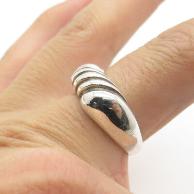 925 Sterling Silver Vintage Modernist Twisted Rope Ring Size 8.25