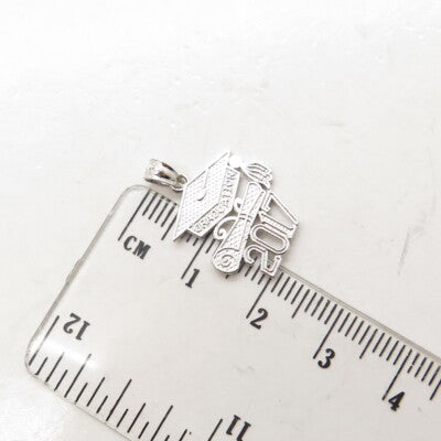 925 Sterling Silver 2017 Graduation Academic Cap & Diploma Pendant