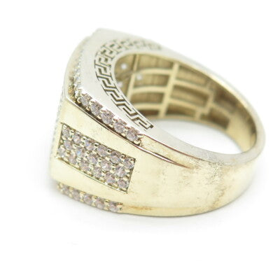 925 Sterling Silver Gold Plated Pave C Z Ring Size 10.25