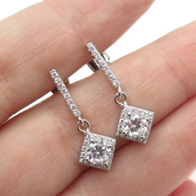 925 Sterling Silver Round-Cut Shaped Dangle Earrings