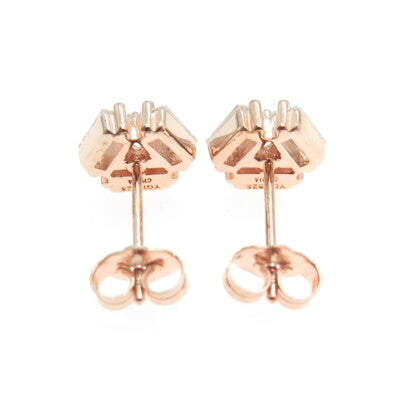925 Sterling Silver Rose Gold Plated Baguette & Round-Cut C Z Stud Earrings