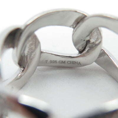 925 Sterling Silver C Z Cuban Chain Band Ring Size 7.25