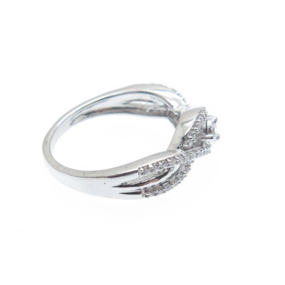 925 Sterling Silver Round-Cut C Z Infinity Twisted Promise Ring Size 7