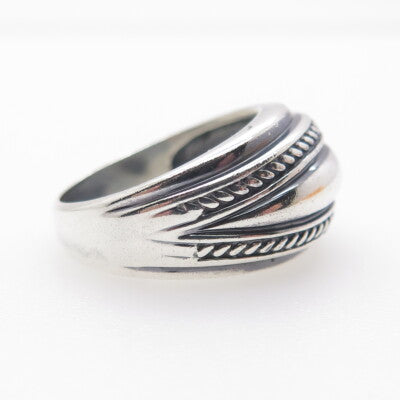 925 Sterling Silver Vintage Twisted Rope Dome Ring Size 7.5
