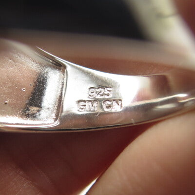 925 Sterling Silver Striped Signet Ring Size 10.25