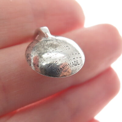 FLEETWOOD 925 Sterling Silver Antique Individual Twisted Snuff Spoon Pendant