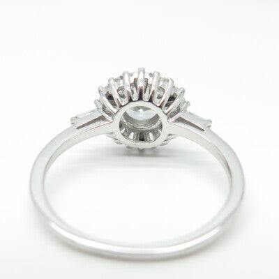 925 Sterling Silver 2-Tone Tapered Baguette Round-Cut C Z Engagement Ring Size 8