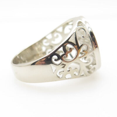 925 Sterling Silver Pave C Z Ornate Ring Size 11.5