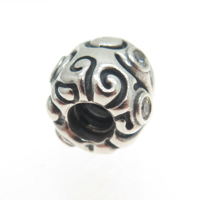PANDORA 925 Sterling Silver Vintage Round-Cut C Z Daydream Bead Charm