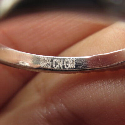 925 Sterling Silver Lab-Created Pink Sapphire & C Z Ring Size 6.75